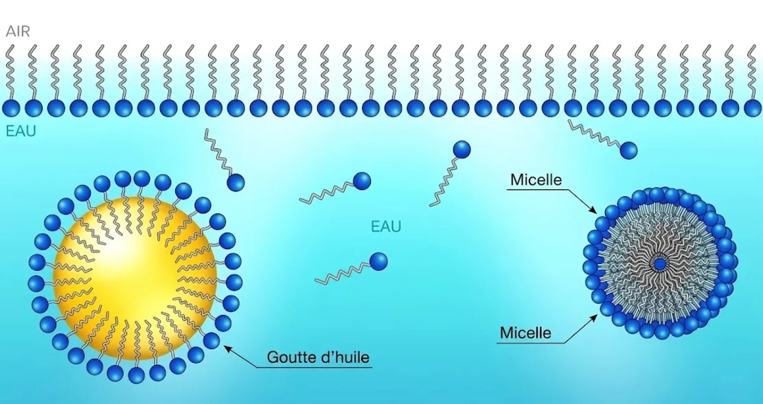 Action nettoyante du savon et formation de micelles