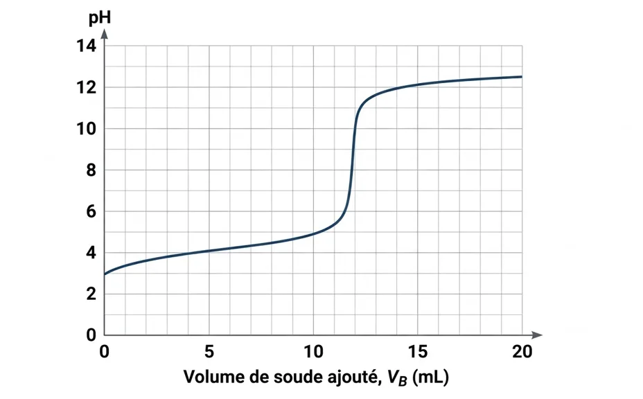 Courbe de titrage de la vitamine C par la soude avec tangentes