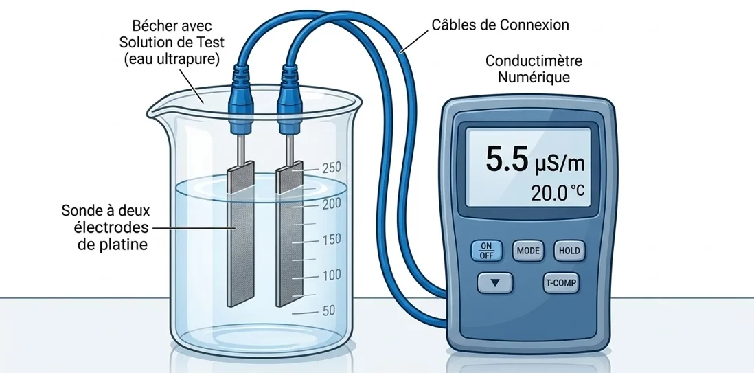 Mesure de conductivité dans l'eau pure