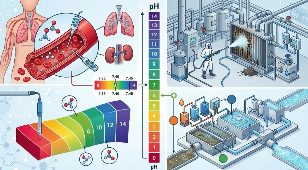 Applications biologiques et industrielles de l'équilibre acido-basique