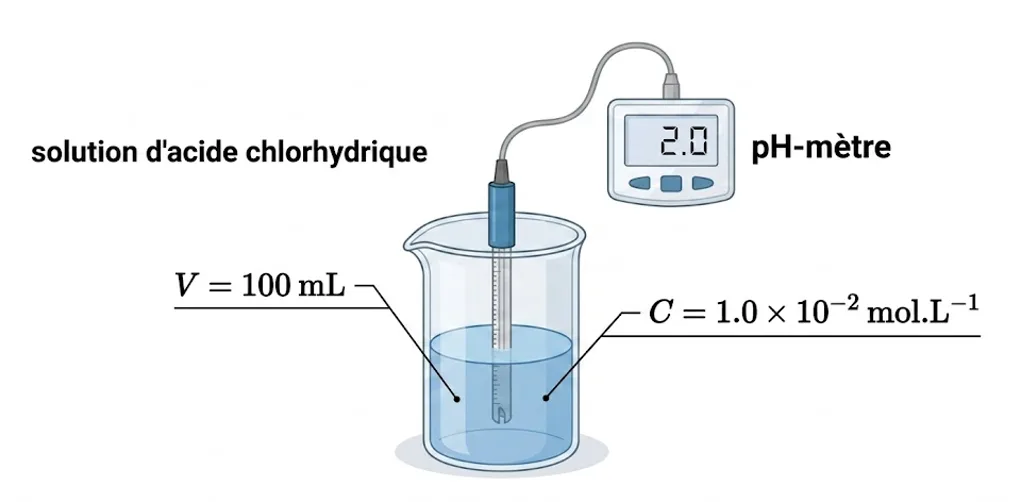 Mesure du pH de l'acide chlorhydrique