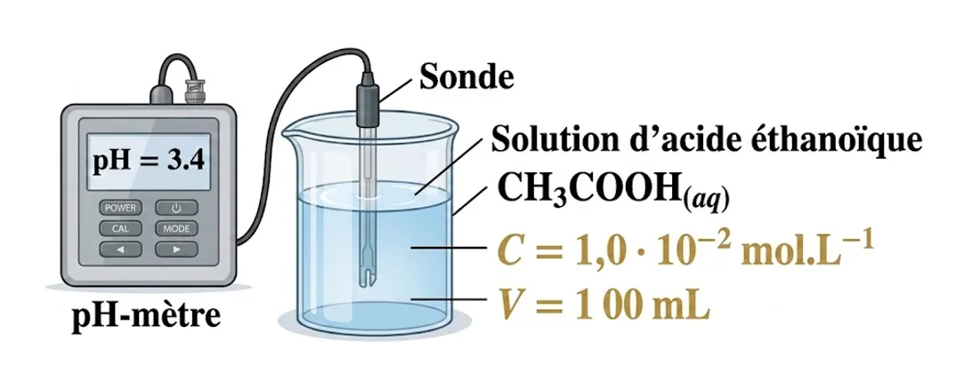 Mesure du pH de l'acide éthanoïque