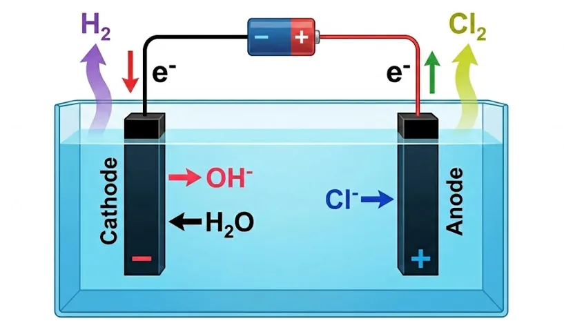 Électrolyse de l'eau salée