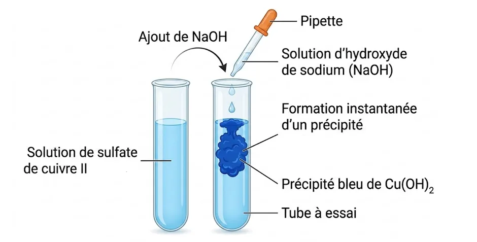 Précipité bleu d'hydroxyde de cuivre
