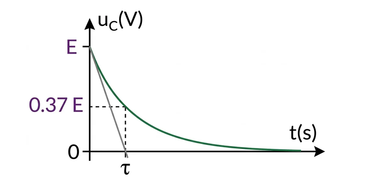 Méthodes graphiques pour la constante de temps lors de la décharge