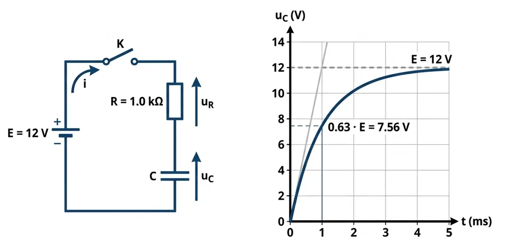 Circuit et courbe de charge d'un condensateur