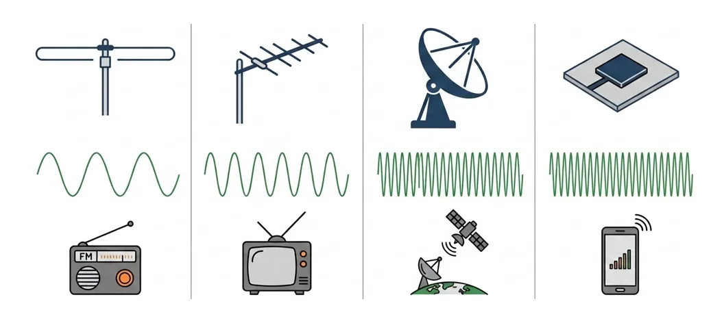 Les types d'antennes : parabolique, râteau, tige