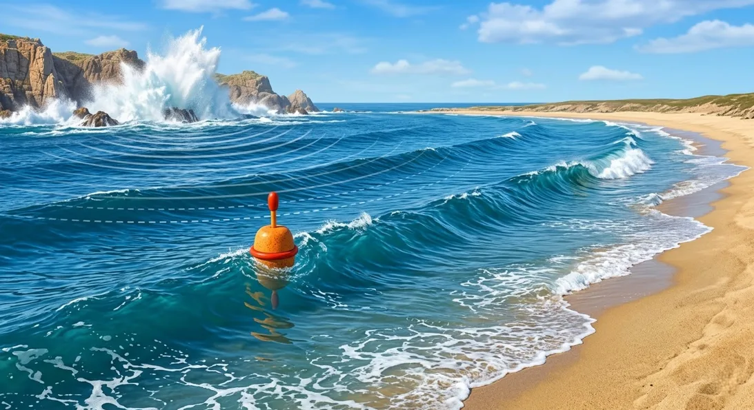 Océan avec vagues et un bouchon flottant